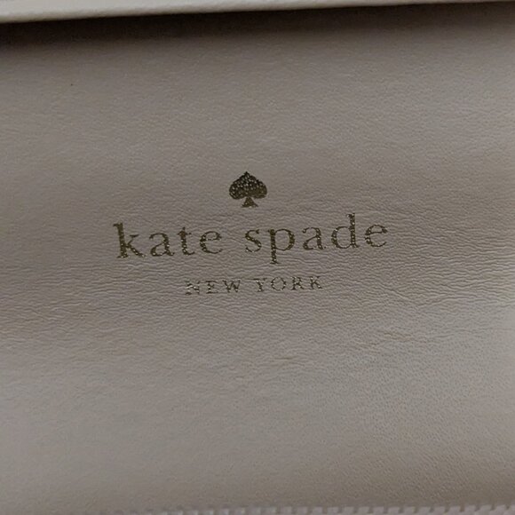 Kate Spade New York Leather Bow Wallet Wristlet Clutch Cream Retractable Strap - Picture 9 of 11